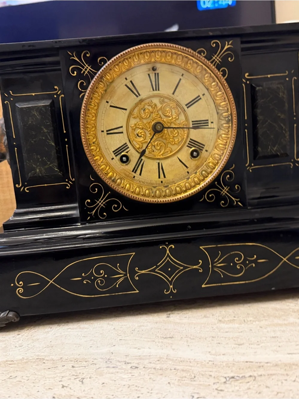 Antique Ansonia Iron 8 Day Mantle Clock *SUPER NICE* With Larger Lion's Heads